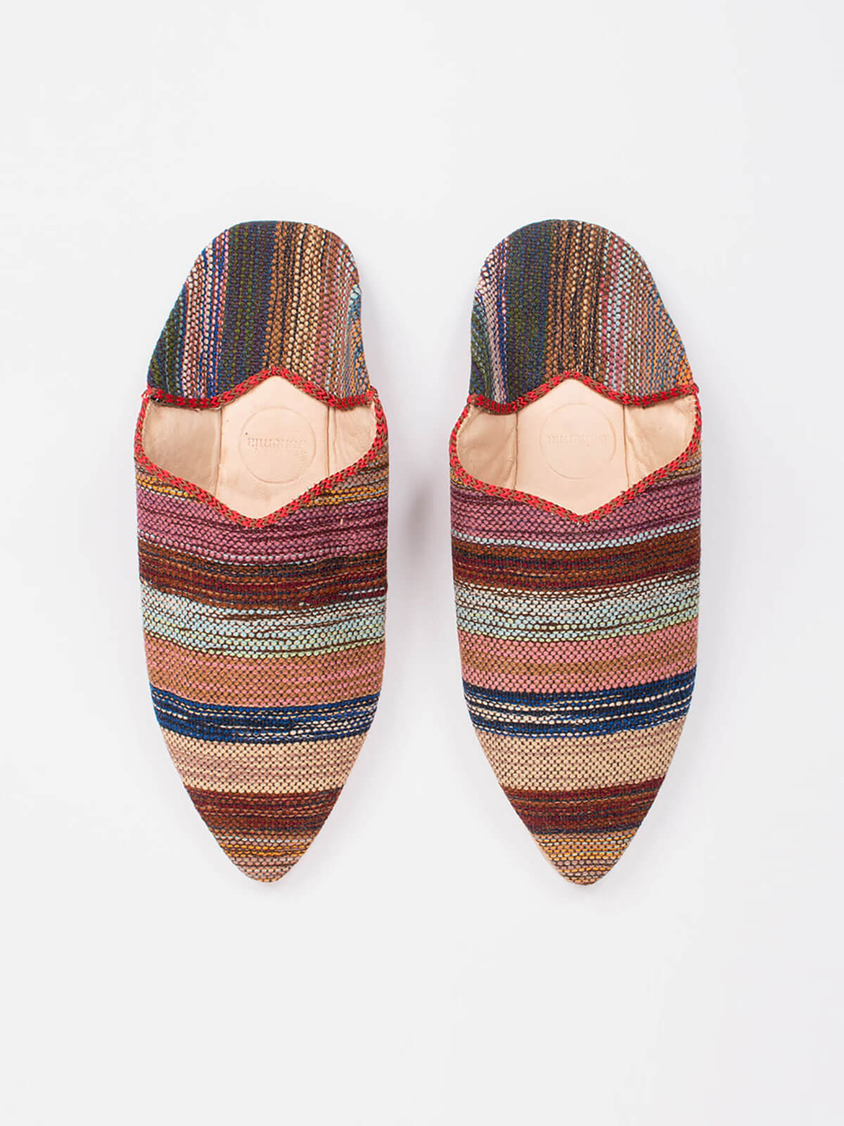 Moroccan Boujad Pointed Babouche Slippers, Atlas Stripe