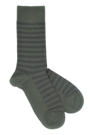 The Earl Striped Bamboo Socks - Sage Green