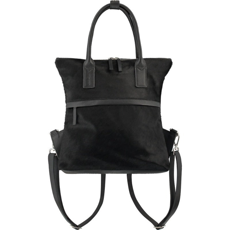 Black Calf Hair Unisex Leather Backpack