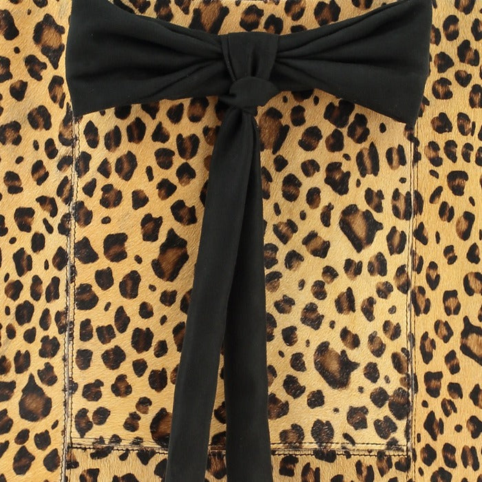 Leopard Print Bow Calf Hair Leather Tote Bag