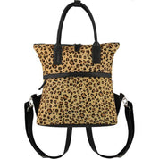Leopard Print Cowhide Leather Backpack