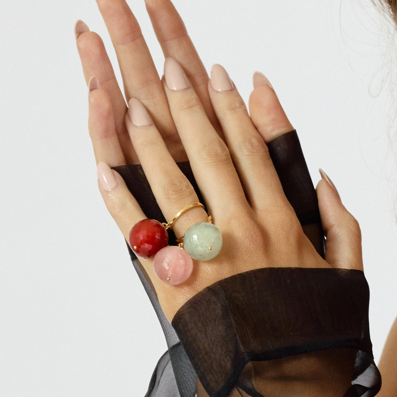 Bubble Red Onyx Gold Ring