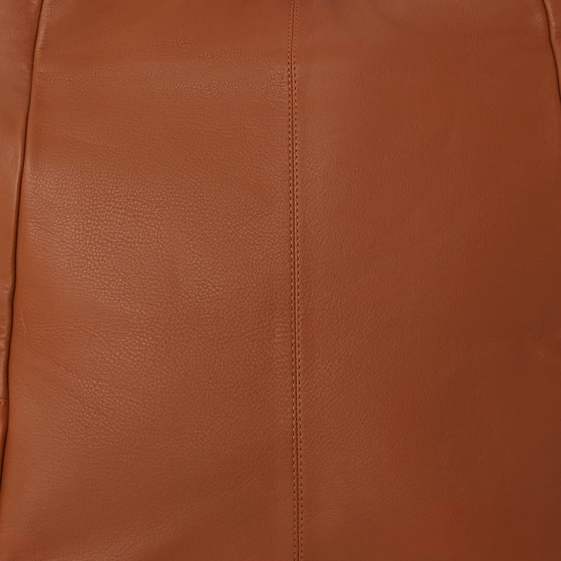 Camel Zip Top Leather Hobo Shoulder Bag