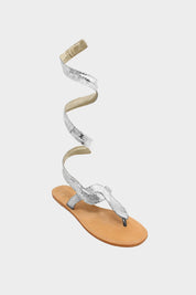 Cobra Wrap Sandals | Silver