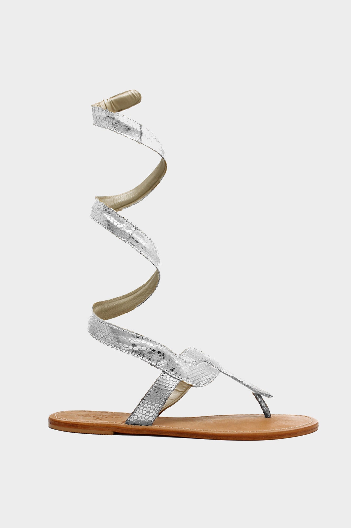 Cobra Wrap Sandals | Silver