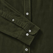 Cord Collarless Shirt - Dark Olive