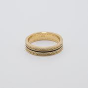 Sana Stones and Black Enamel Gold Ring