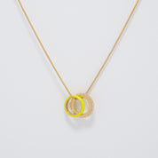 Chica Stones and Neon Yellow Enamel Hoops Gold Necklace