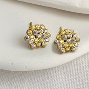 Dance Magic Yellow and White Sapphire Cluster Stud Earrings