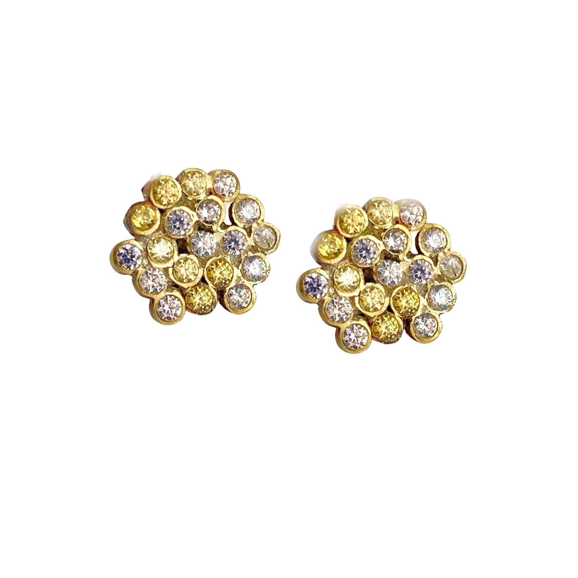 Dance Magic Yellow and White Sapphire Cluster Stud Earrings