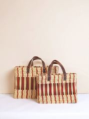 Decorative Reed Basket, Amber Stripe