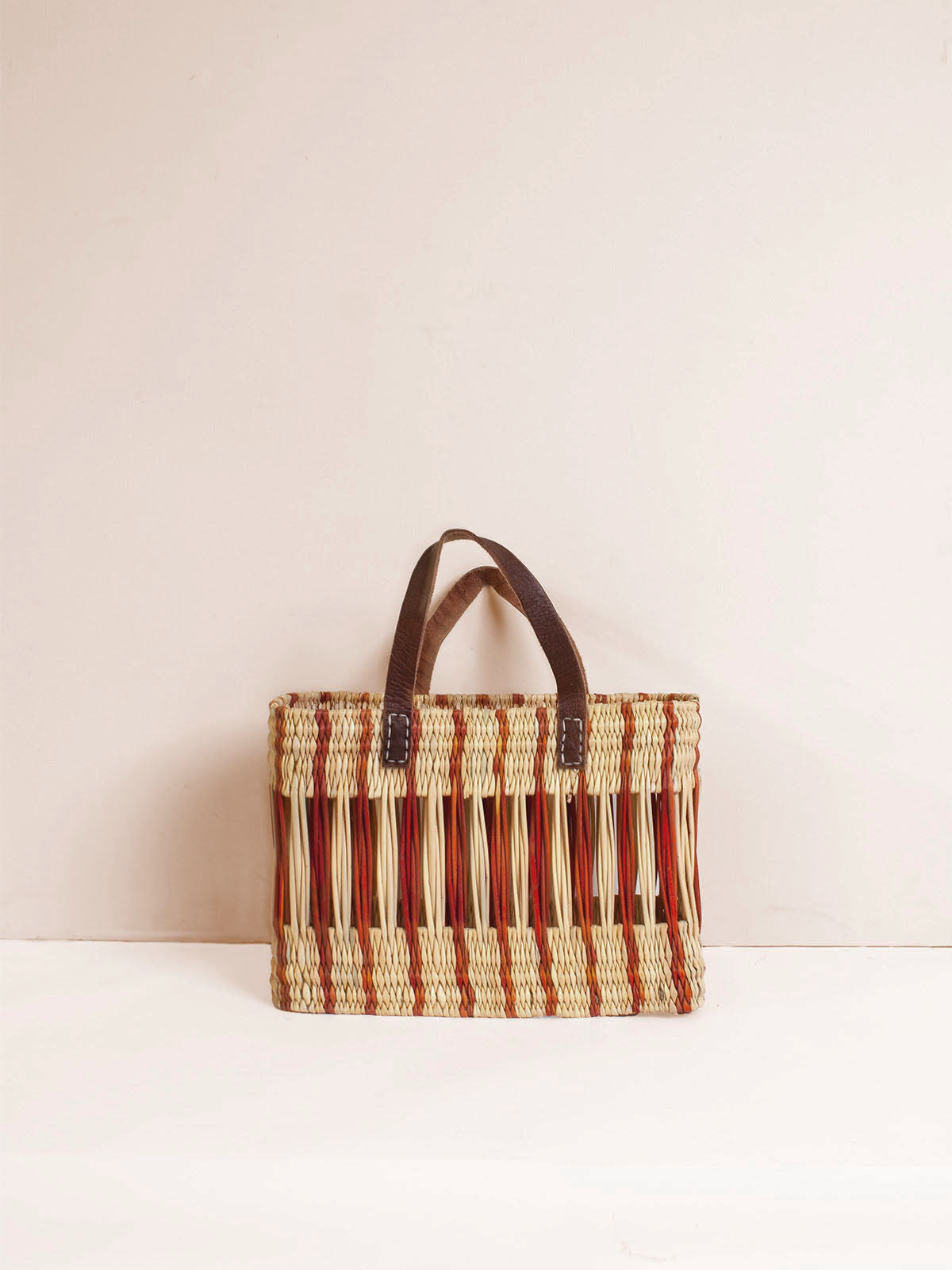 Decorative Reed Basket, Amber Stripe