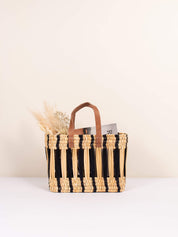 Decorative Reed Basket, Indigo Stripe