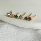 Disco Double Dot Diamond, Emerald, Ruby or Pink, Yellow or Blue Sapphire Stud Earrings