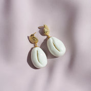 Porcelain Cowrie Shell Teardrop Earrings