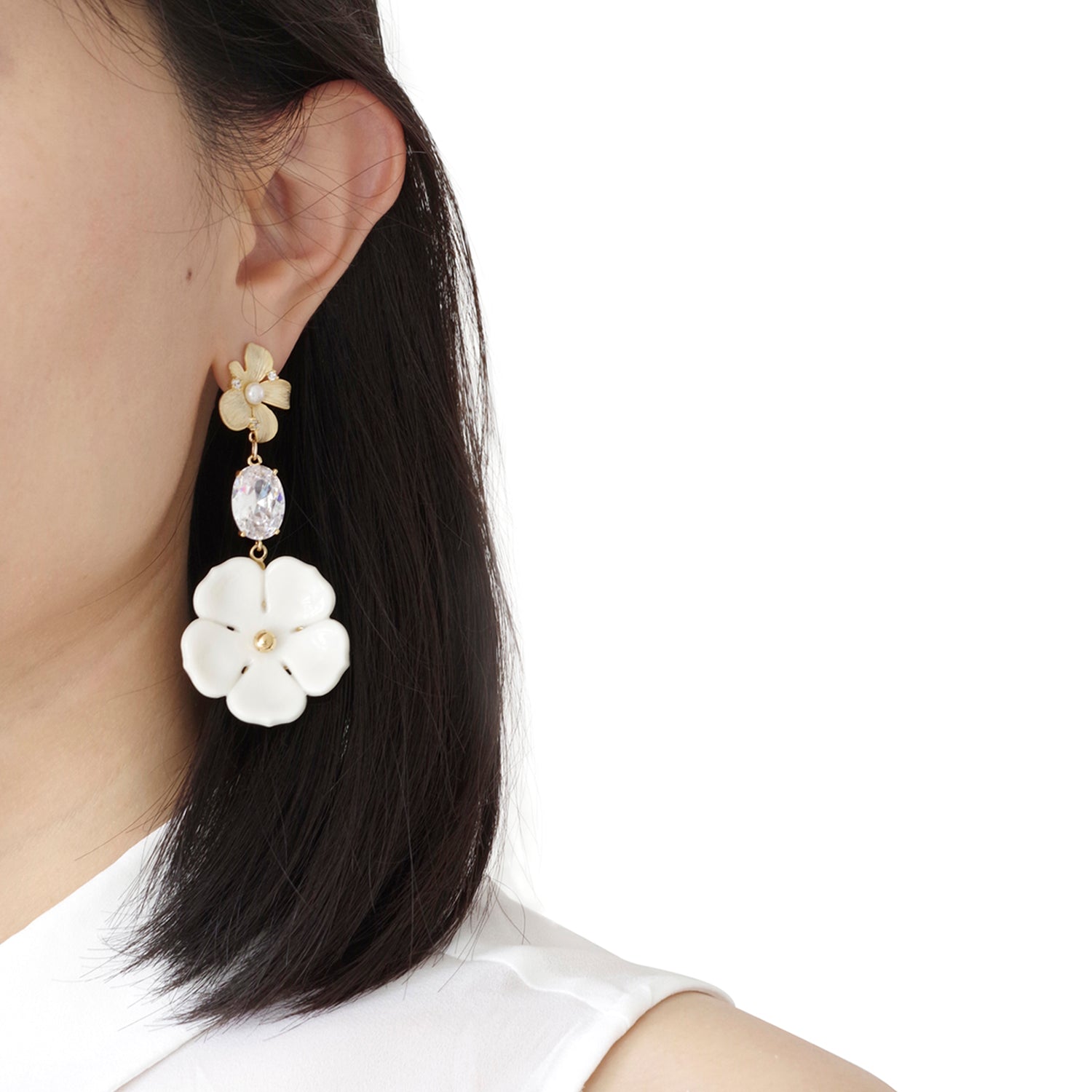 Crystal Floral Bloom Statement Earrings