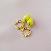 Mini Porcelain Lemon Hoop Earrings