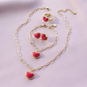 Porcelain Red Heart Stud Earrings