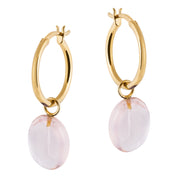Eden Gold Hoop Earrings with Pink Quartz Charm