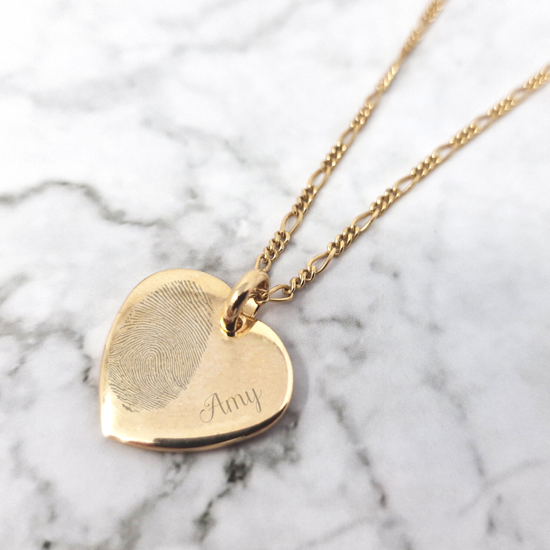 18ct Gold Plated Actual Fingerprint Name Necklace