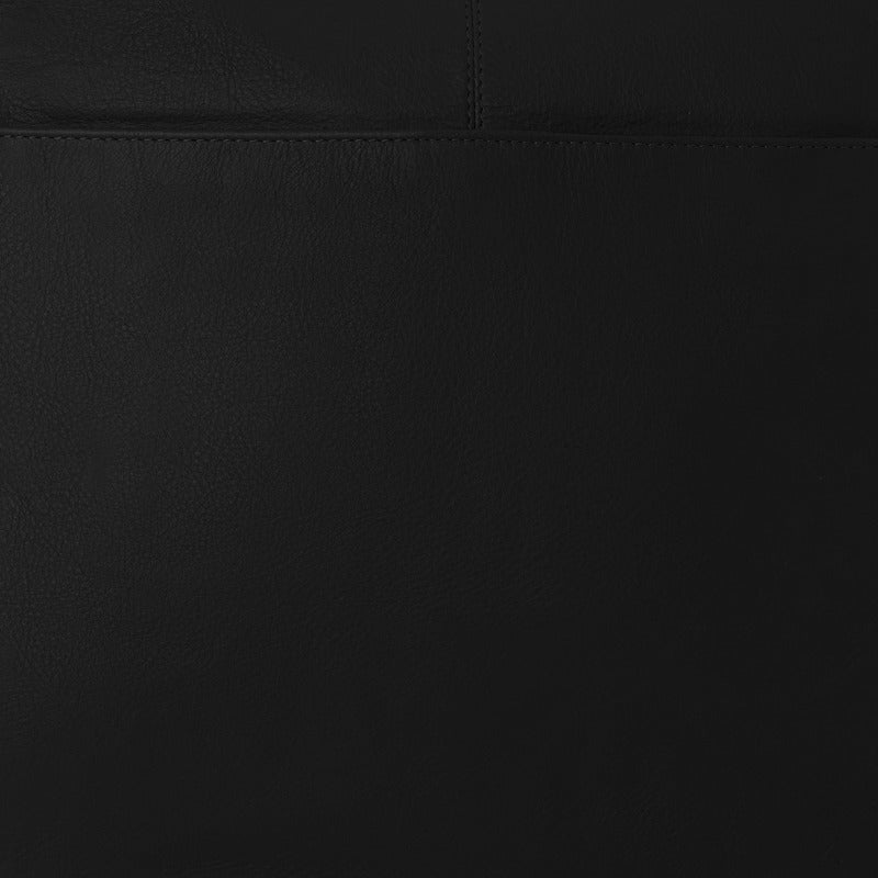 Black Leather Large Pocket Tote Shoulder Bag