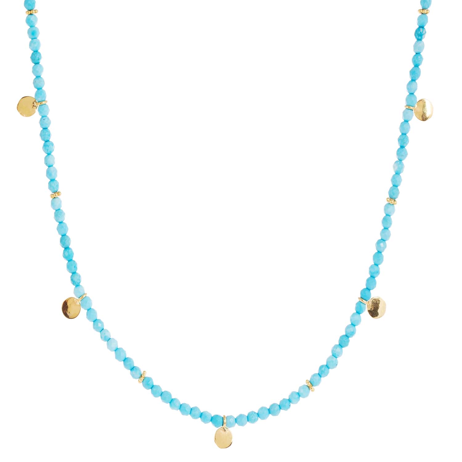 Eva Turquoise Reversible Necklace with gold discs