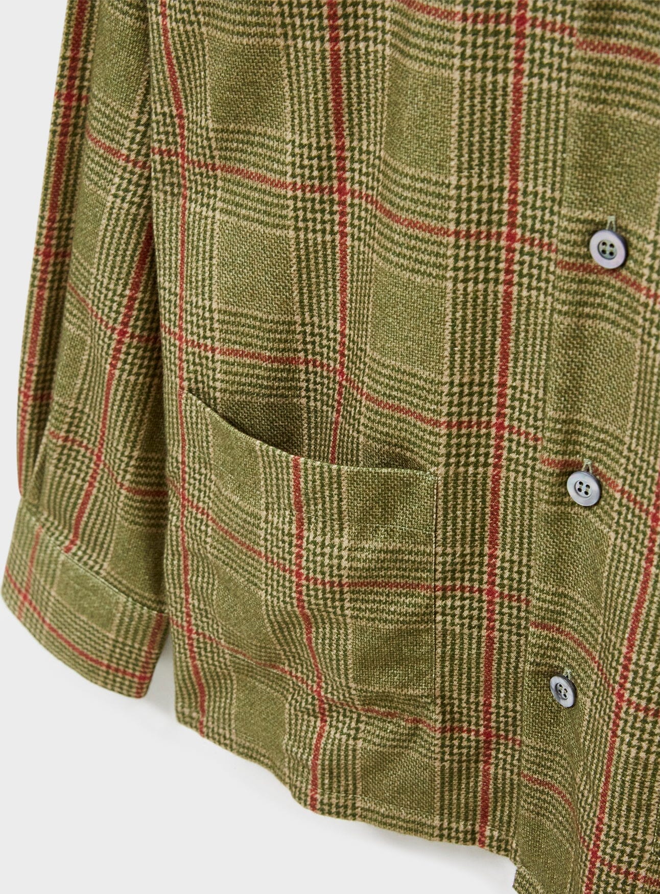 Recycled Flannel British Green Check Shirt Jacket