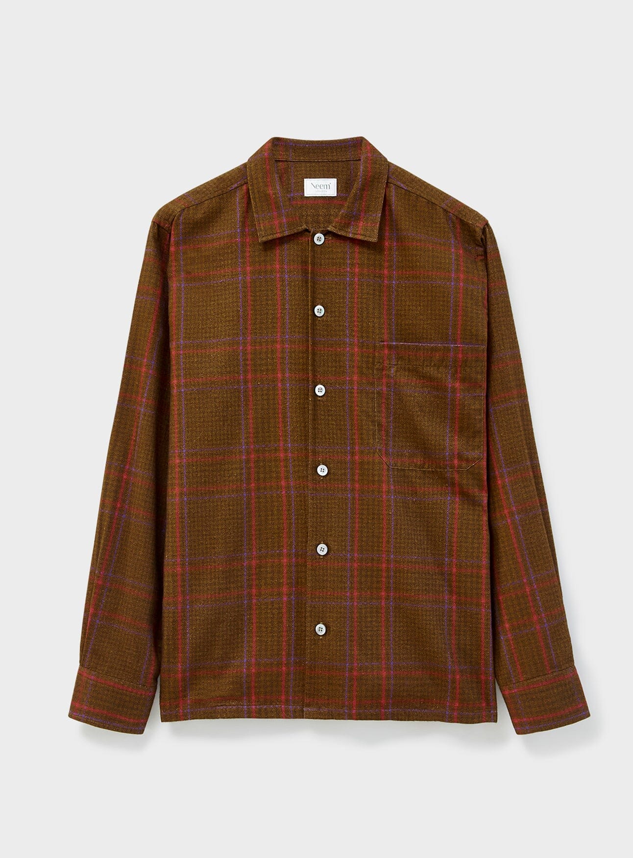 Recycled Flannel Chocolate Check Spitalfields Overshirt
