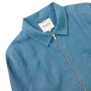 Fitz & Fro 100% Linen Zip-Up Overshirt - Teal Blue