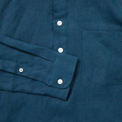Fitz & Fro 100% Linen Popover Shirt - Indigo Blue