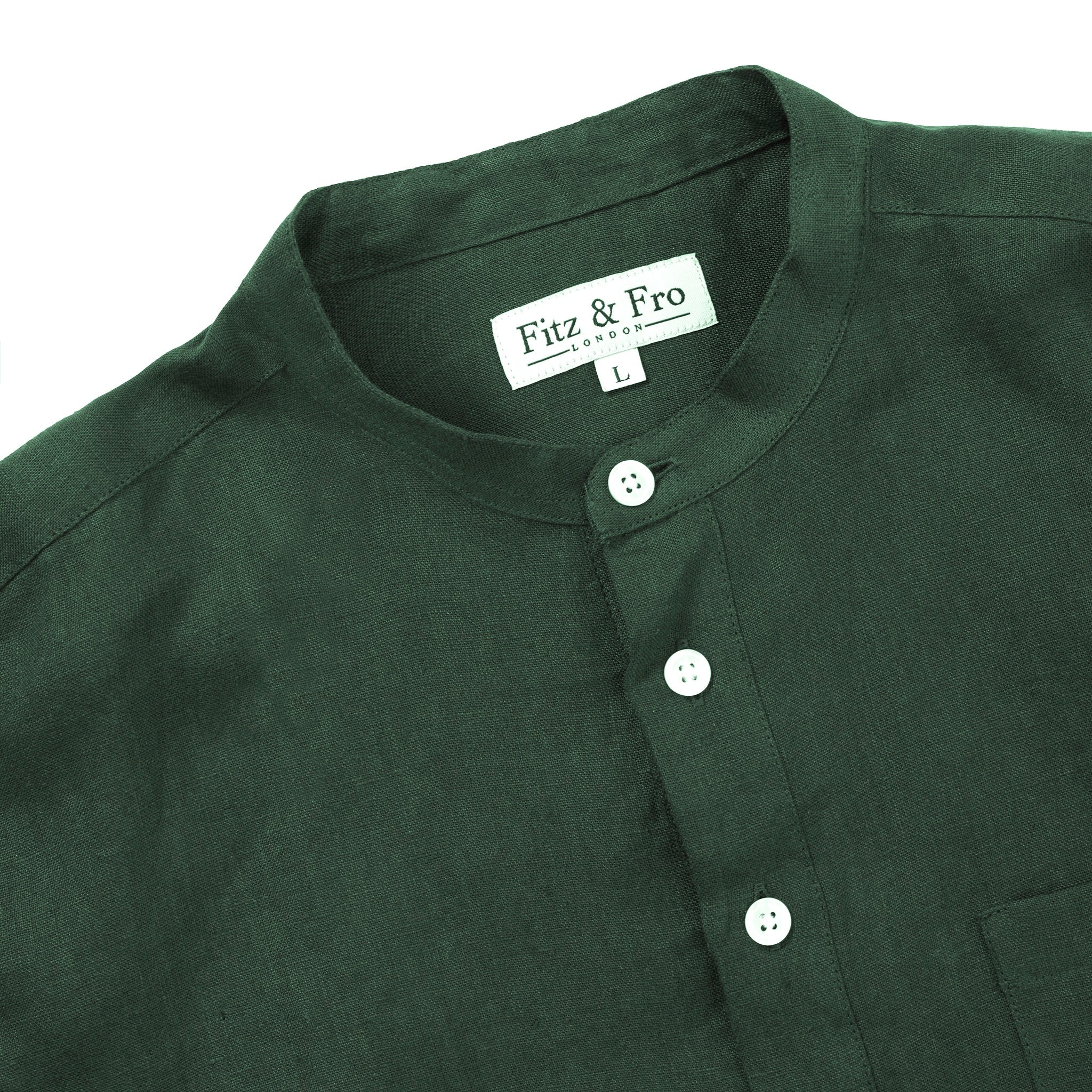 Fitz & Fro 100% Linen Popover Shirt - Hunter Green