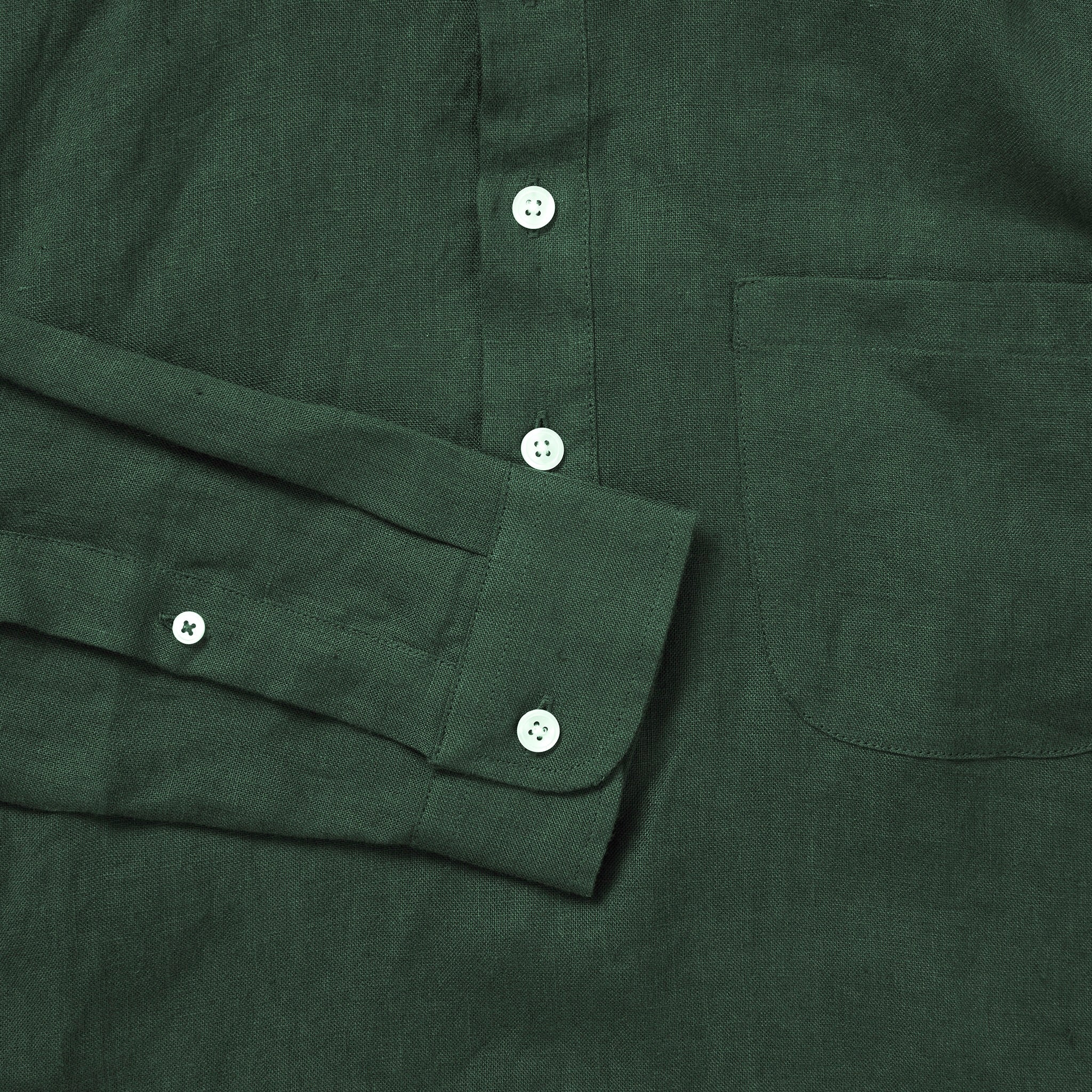 Fitz & Fro 100% Linen Popover Shirt - Hunter Green