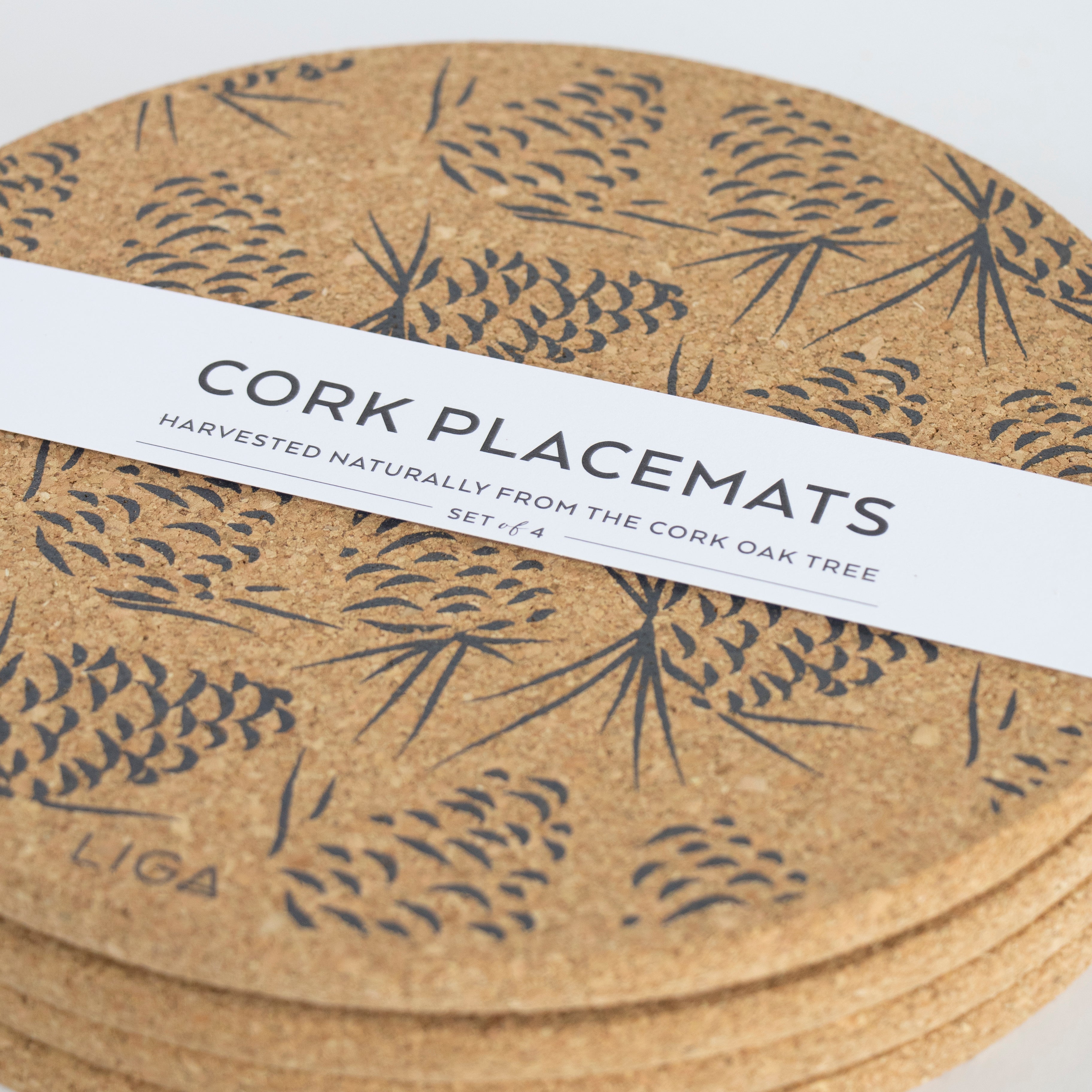 Cork Mats | Pinecones | White