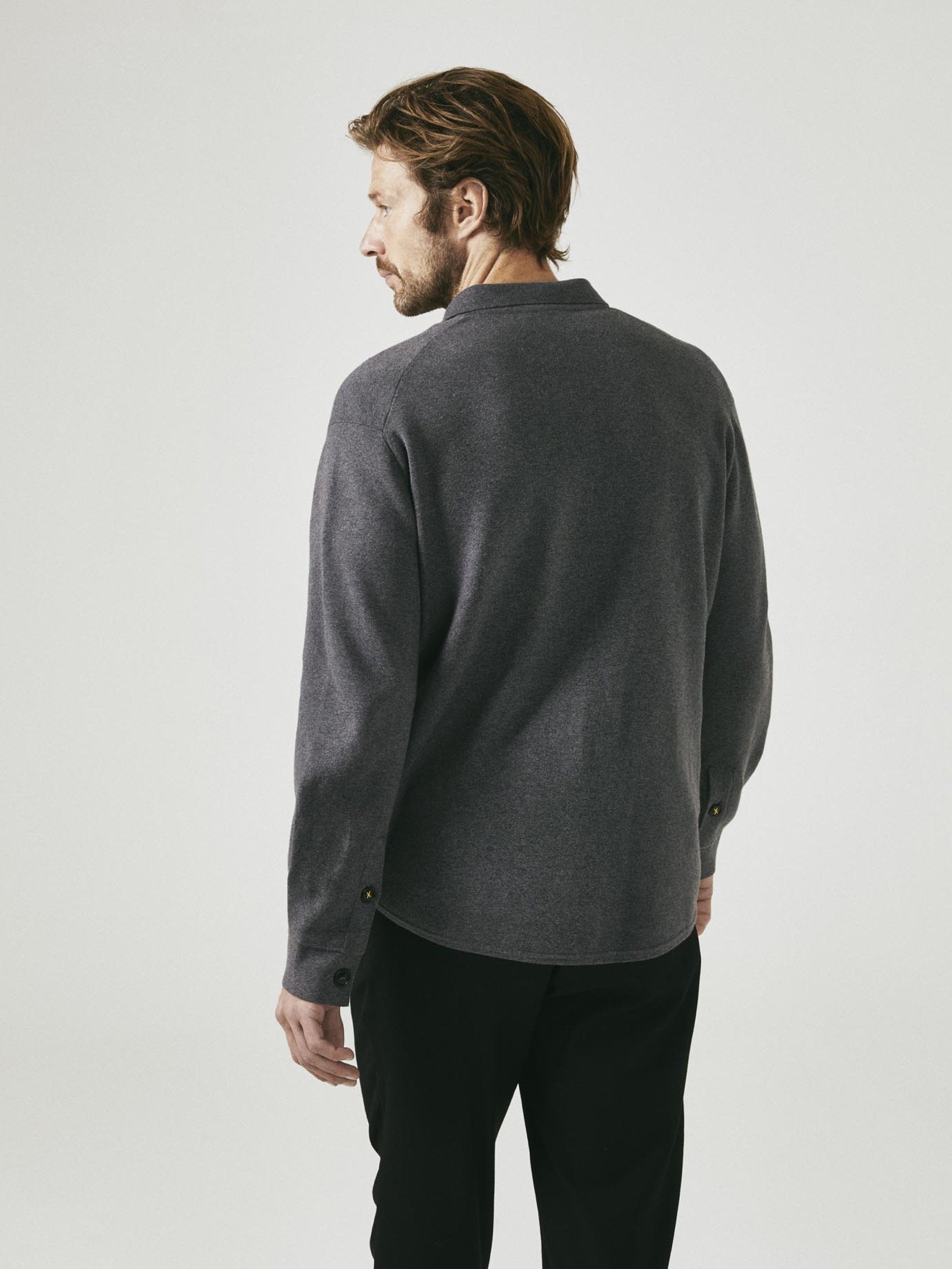 Cashmere & Cotton Milano Knitted Overshirt - Charcoal Grey