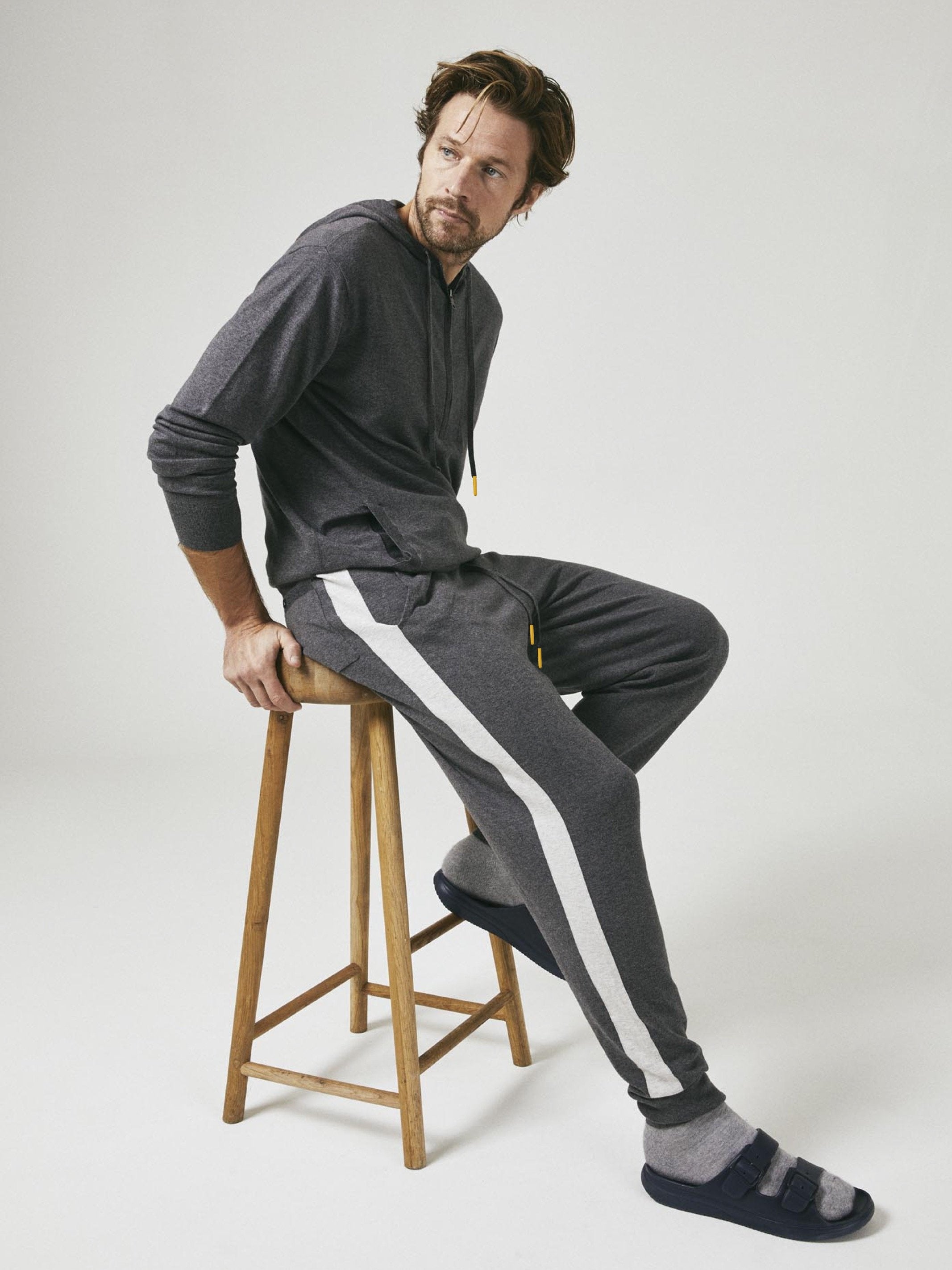 Cashmere & Cotton Knitted Lounge Pant - Charcoal Grey