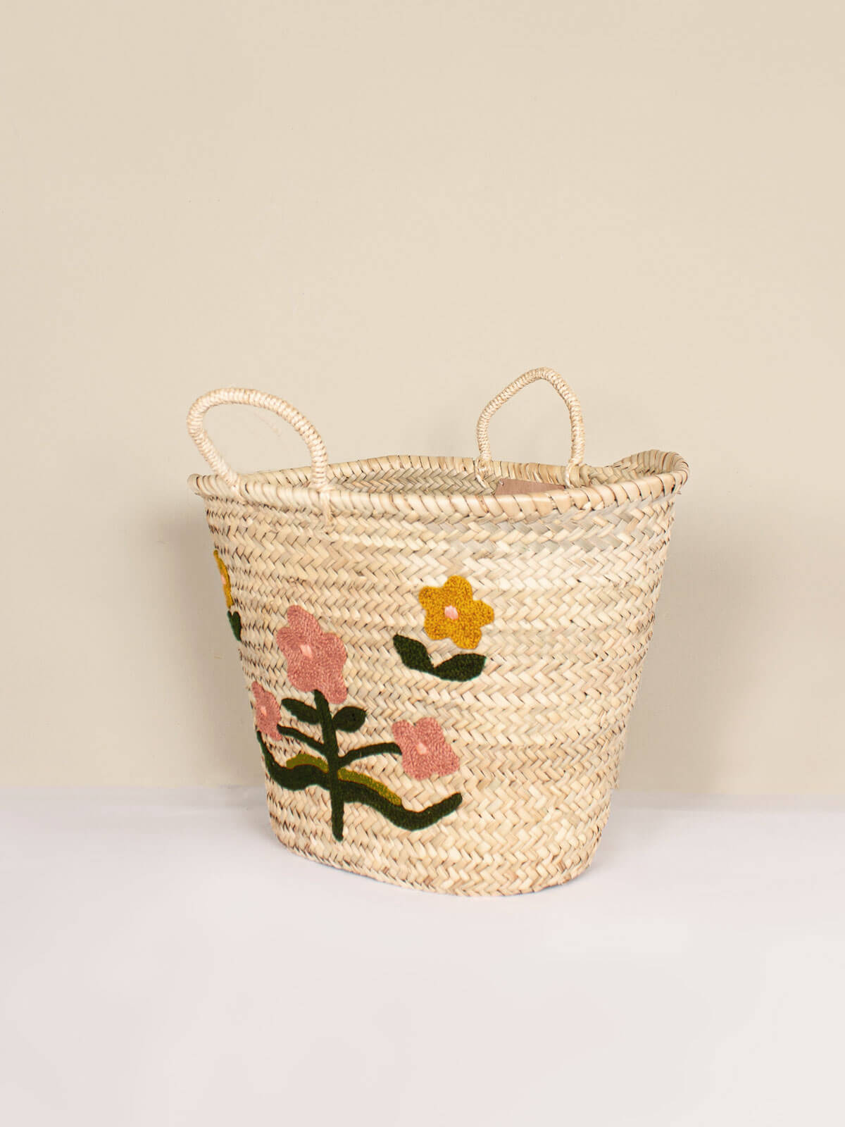 Hand Embroidered Market Basket, Posy