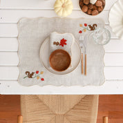 Set of 2  Squirrel Embroidery Linen Placemat