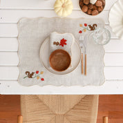 Set of 2 Hazelnut  Embroidery Linen Napkin