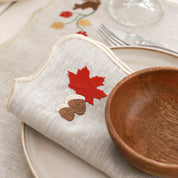 Set of 2 Hazelnut  Embroidery Linen Napkin