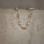 Crystal Chain Earring - Gold