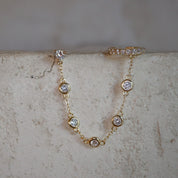 Crystal Chain Earring - Gold