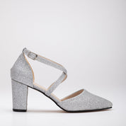 Sina - Silver Wedding Shoes, Silver Glitter Wedding Shoes