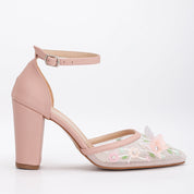 Ivy - Blush 3D Floral Lace Wedding Shoes