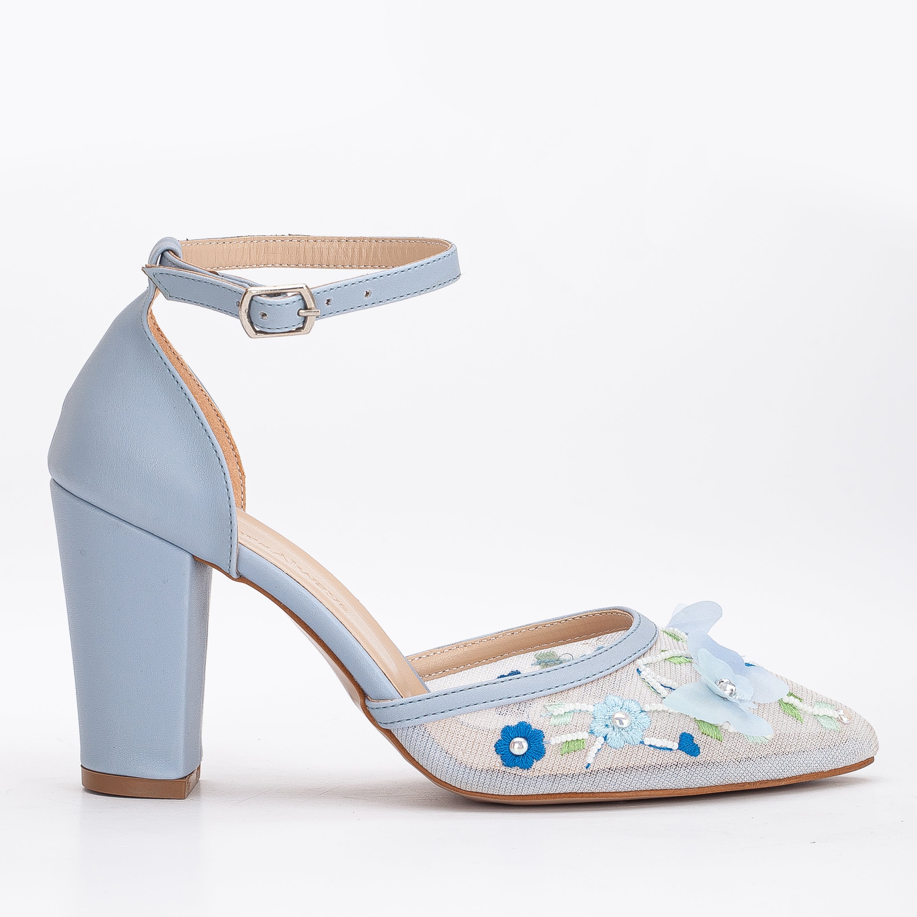 Ivy - Blue 3D Floral Lace Wedding Shoes