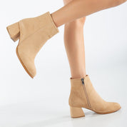 Linette - Mustard Yellow Suede Ankle Boots