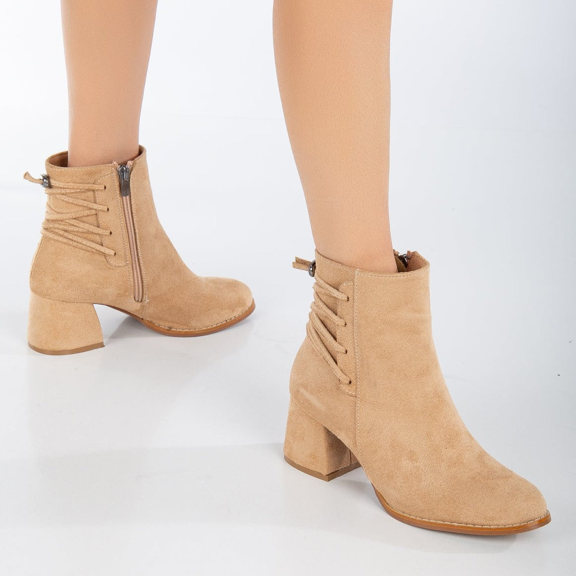 Lucie - Yellow Mustard Suede Ankle Boots