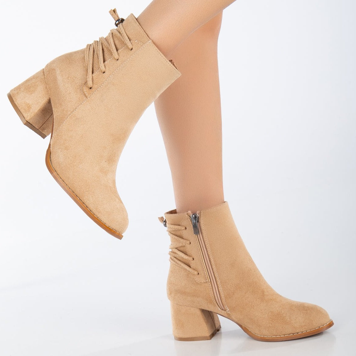 Lucie - Yellow Mustard Suede Ankle Boots