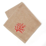 Red Coral Embroidered Face Towel