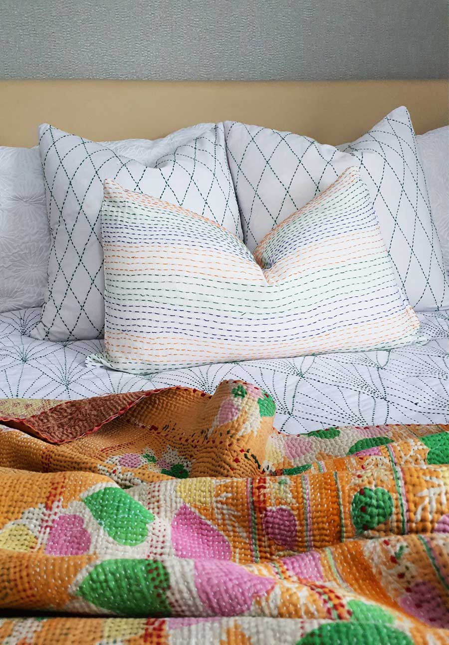 Kinaara  |  Multi-coloured Kantha Cushion