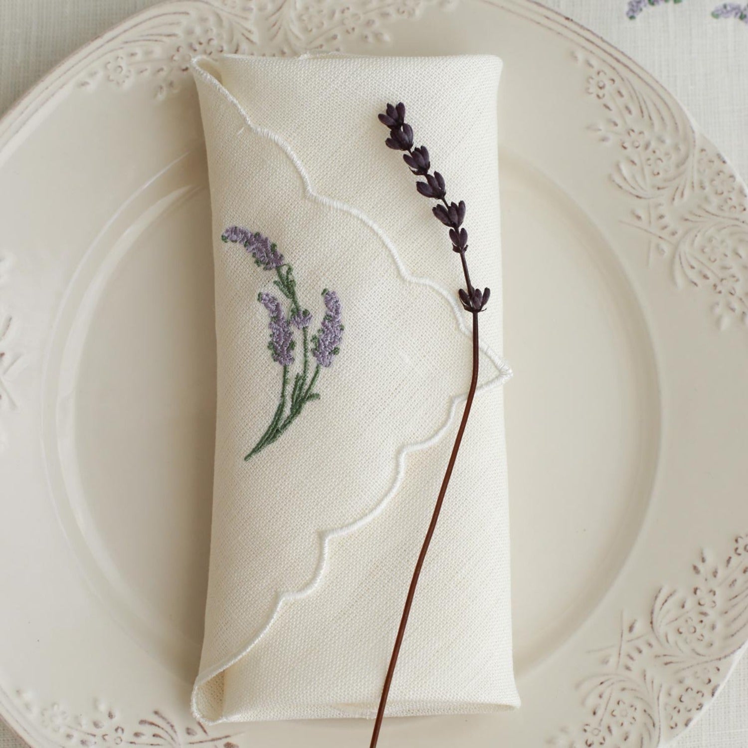 Lavender Embroidery Linen Napkins (Set of 2)